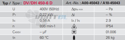 Rosenberg DV 450 L-6 D - описание, технические характеристики, графики